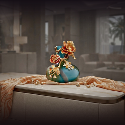 Azure Sunrise "Jeweled Bloom" Art Vase