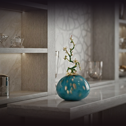 Azure Radiance "Blossom Branch" Glass Vase