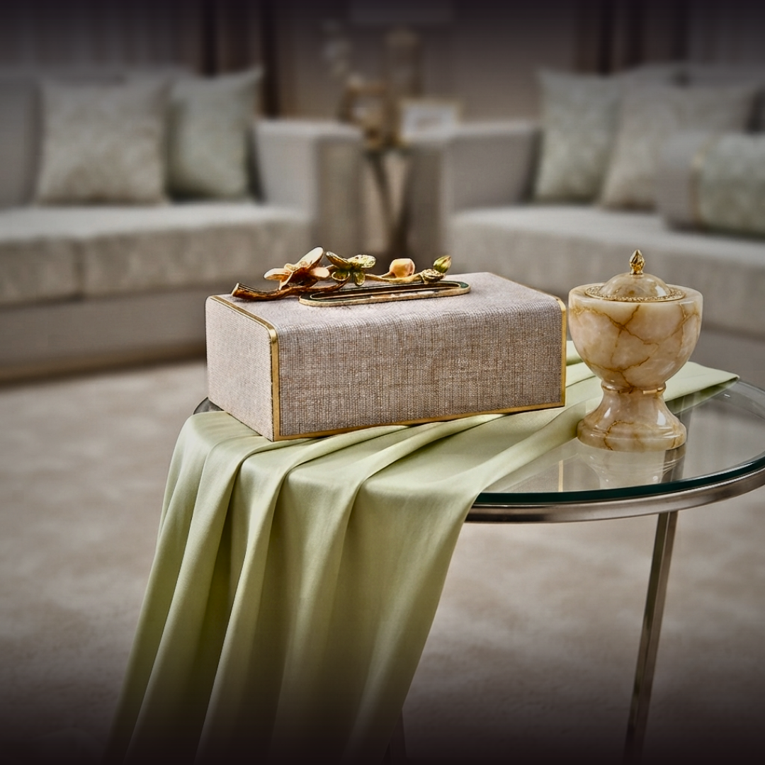Champagne Orchid Linen Tissue Box