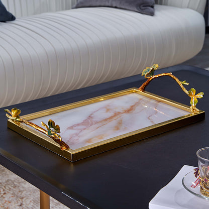 Gilded Ginkgo Marble Serving Tray