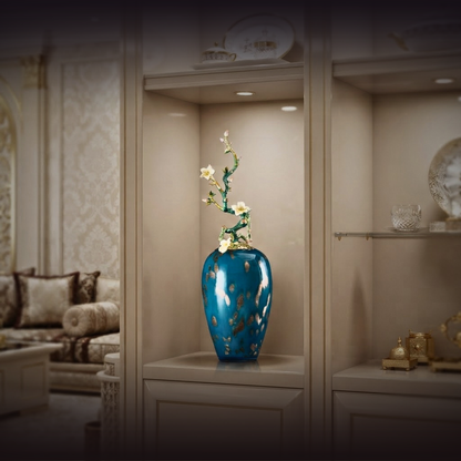 Azure Radiance "Blossom Branch" Glass Vase
