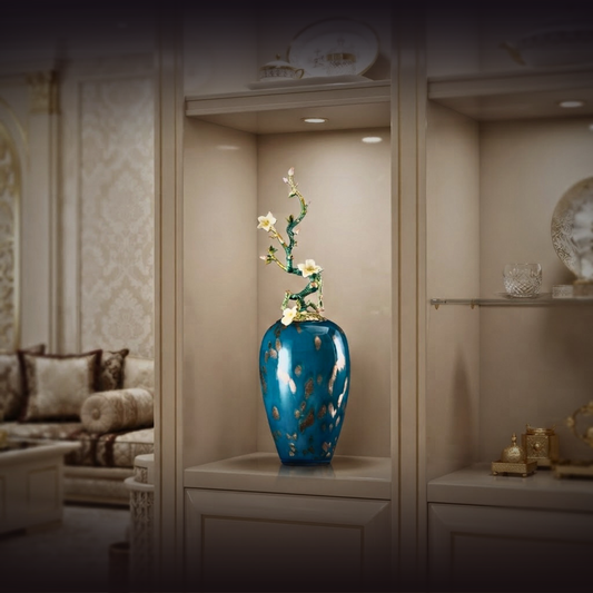 Azure Radiance "Blossom Branch" Glass Vase