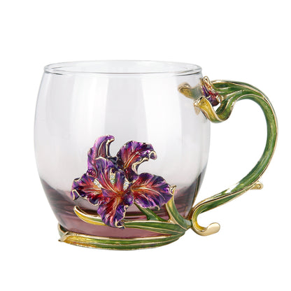 Violet Garden Glass Tea Cup