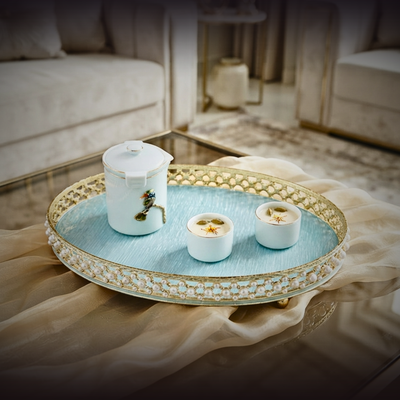 Azure Pearl Filigree Tray