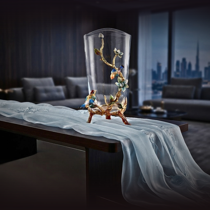 Crystalline Spiral & Orchid Songbird Vase