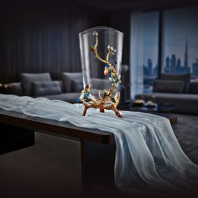 Crystalline Spiral & Orchid Songbird Vase