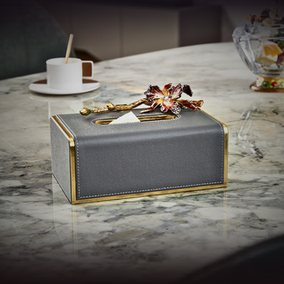 Charcoal Serenity Orchid Tissue Box