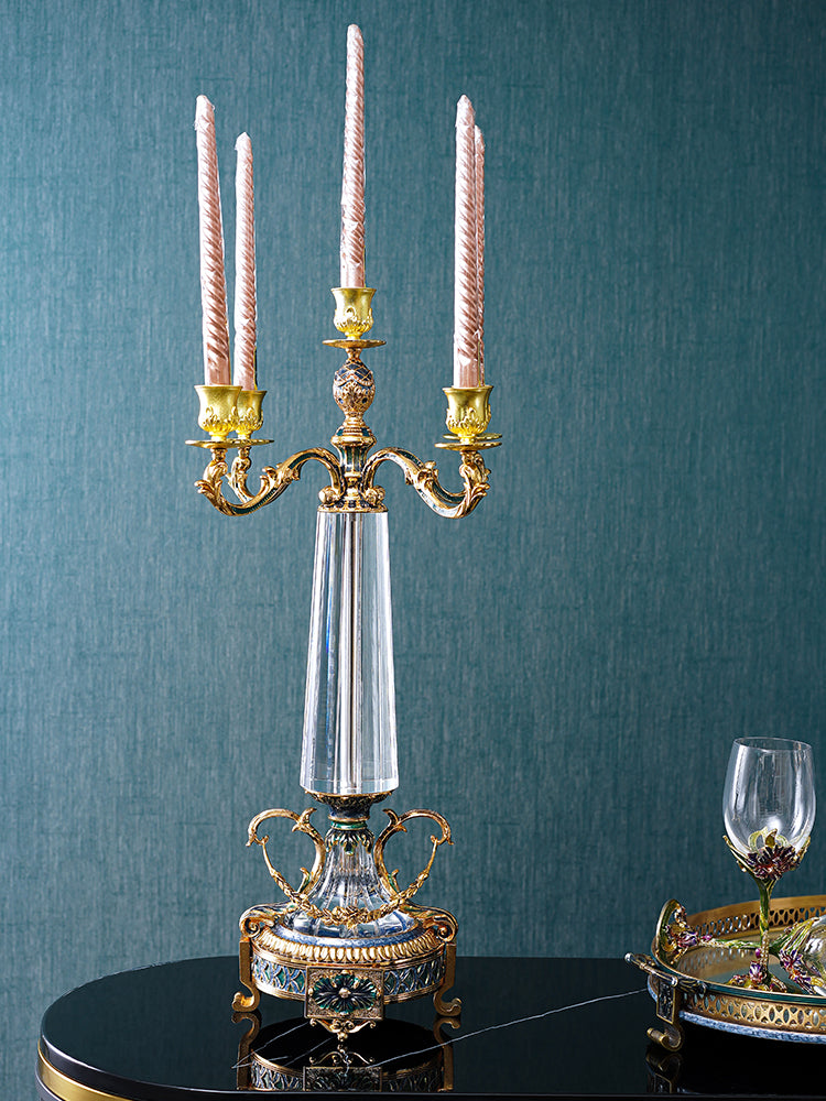 شمعدان إمبراطوري أزرق مذهب