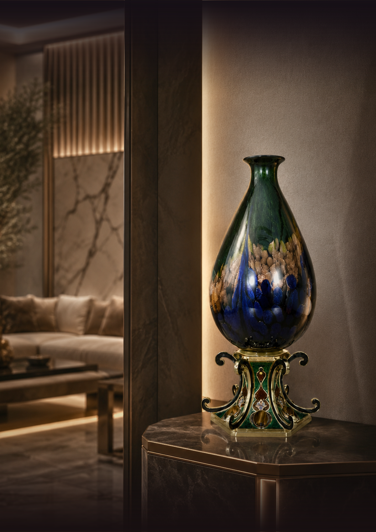Lusso Vita "Fabula" Jeweled Gallery Vase