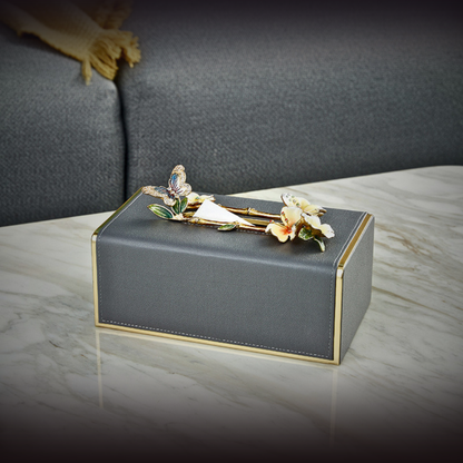 Charcoal Butterfly Whisper Tissue Box