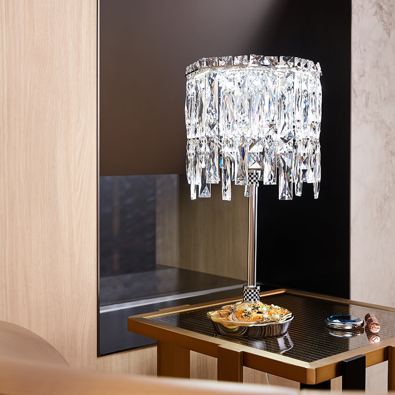 Azure Bloom Crystal Cascade Lamp