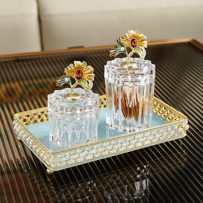 Azure Pearl Filigree Rectangular Tray