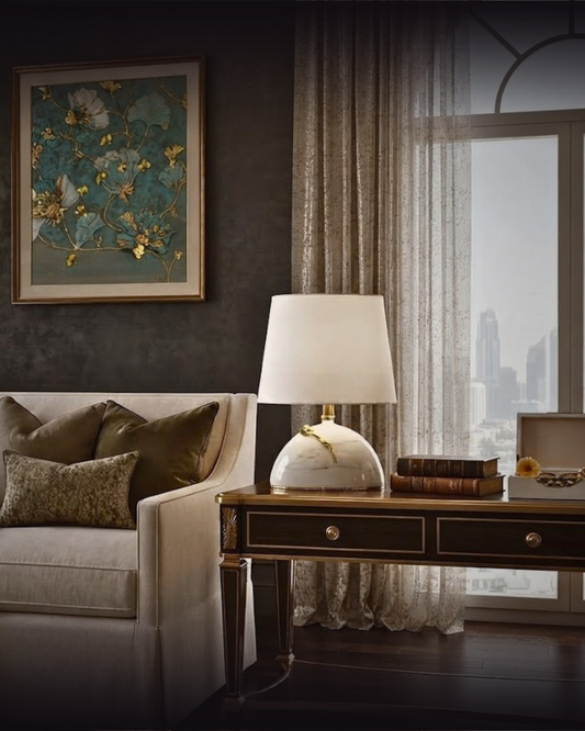 "Petale" Marble & Gold Table Lamp