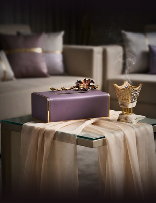 Amethyst Orchid Leather Tissue Box