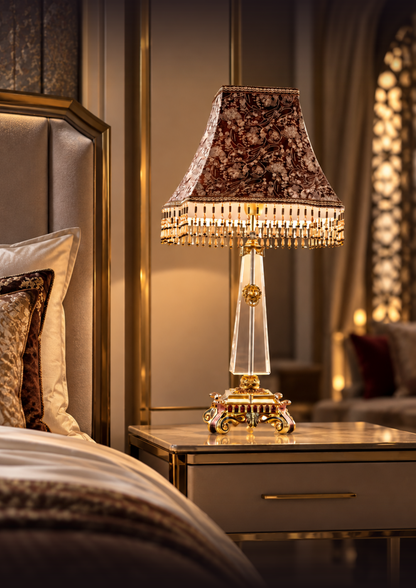 Baroque Silk Beaded Table Lamp