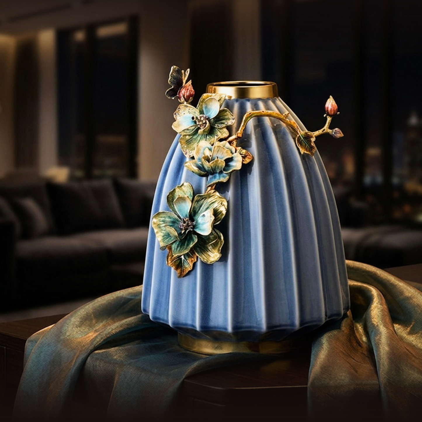 Azure Chrysalis Porcelain Vase