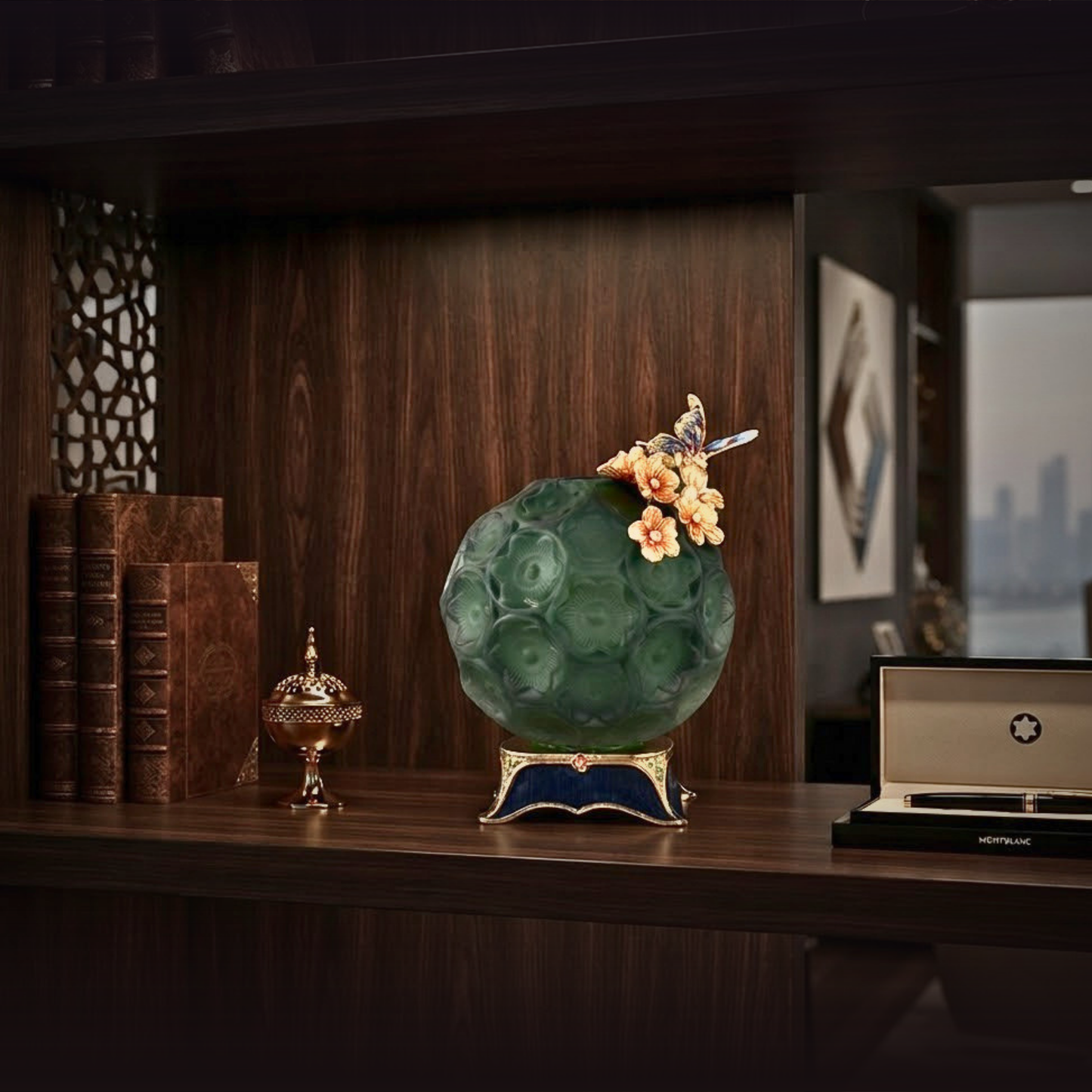 Emerald Frost "Jeweled Meadow" Orb Vase