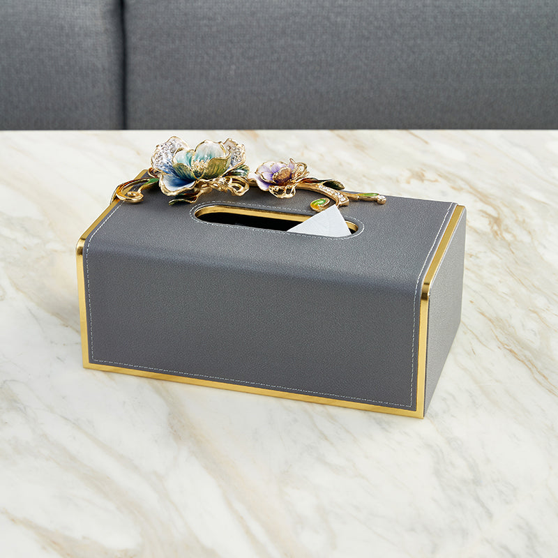 Charcoal Serenity Orchid Tissue Box