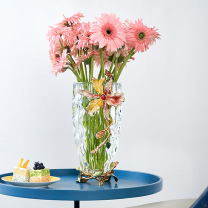 Crystalline Spiral & Orchid Songbird Vase