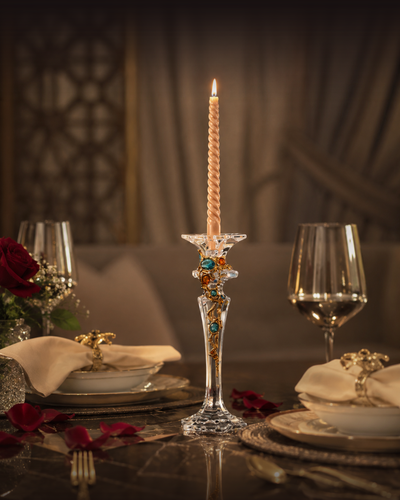 Azure & Amber Jeweled Crystal Spire