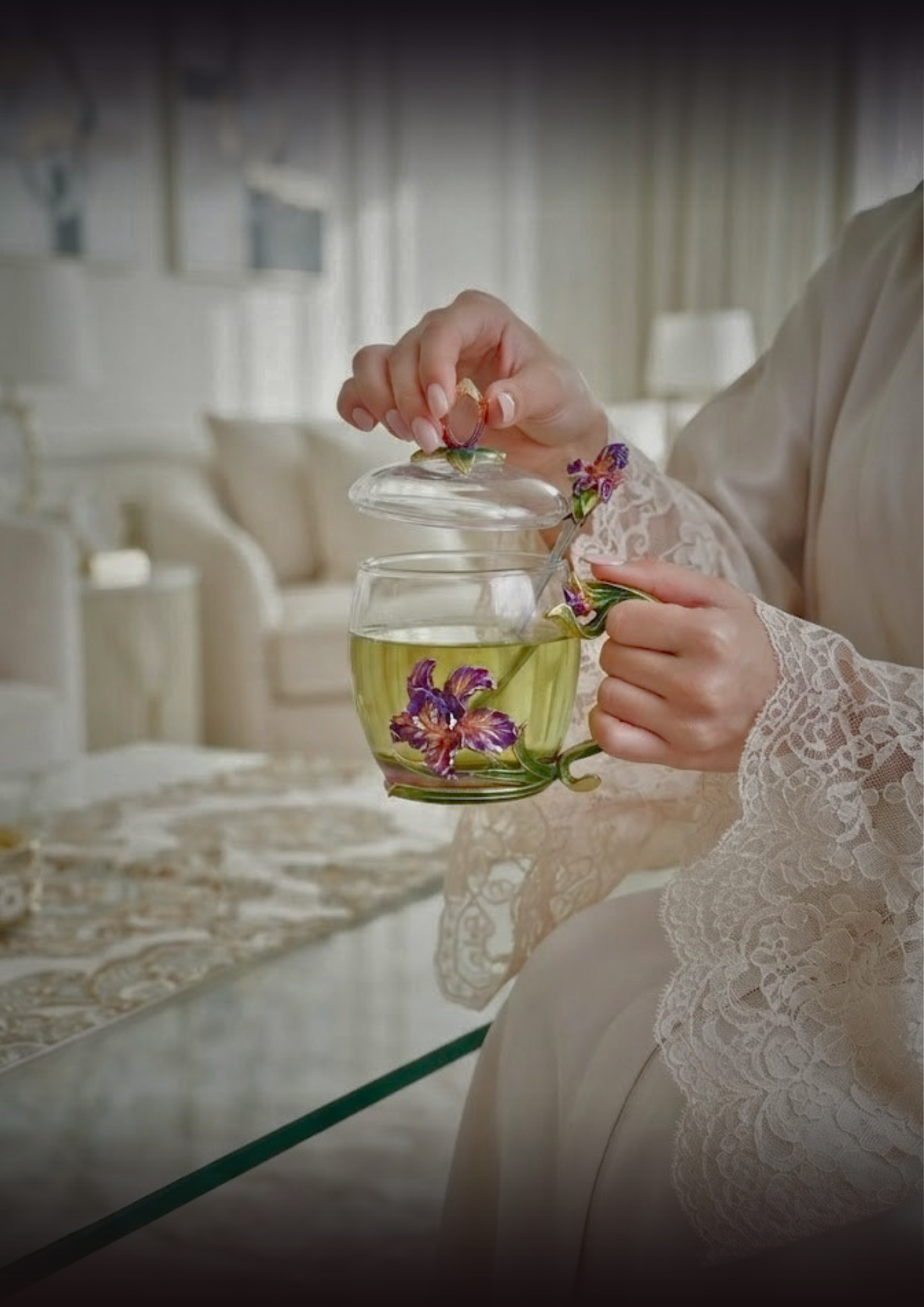 Pansy Garden Glass Teapot