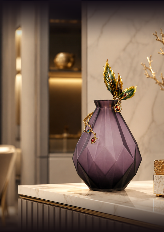 Amethyst Prism Glass Vase