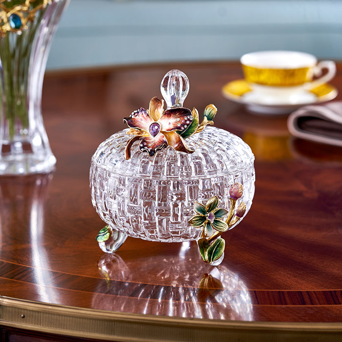 مرطبان زجاجي منسوج على شكل زهرة الأوركيد الجمشتية