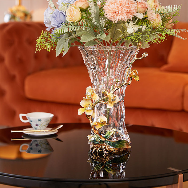 Celestial Orchid & Sculpted Crystal Vase