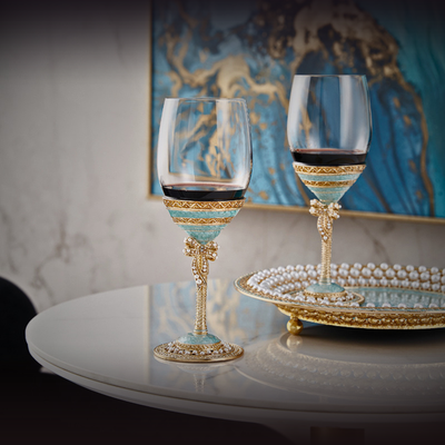 Azure Majesty Pearl Wine Goblets