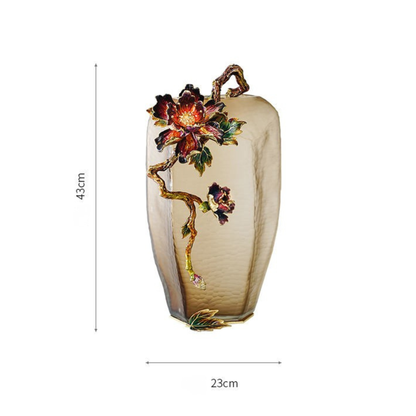 Charcoal Frost "Magnolia & Songbird" Artisan Vase