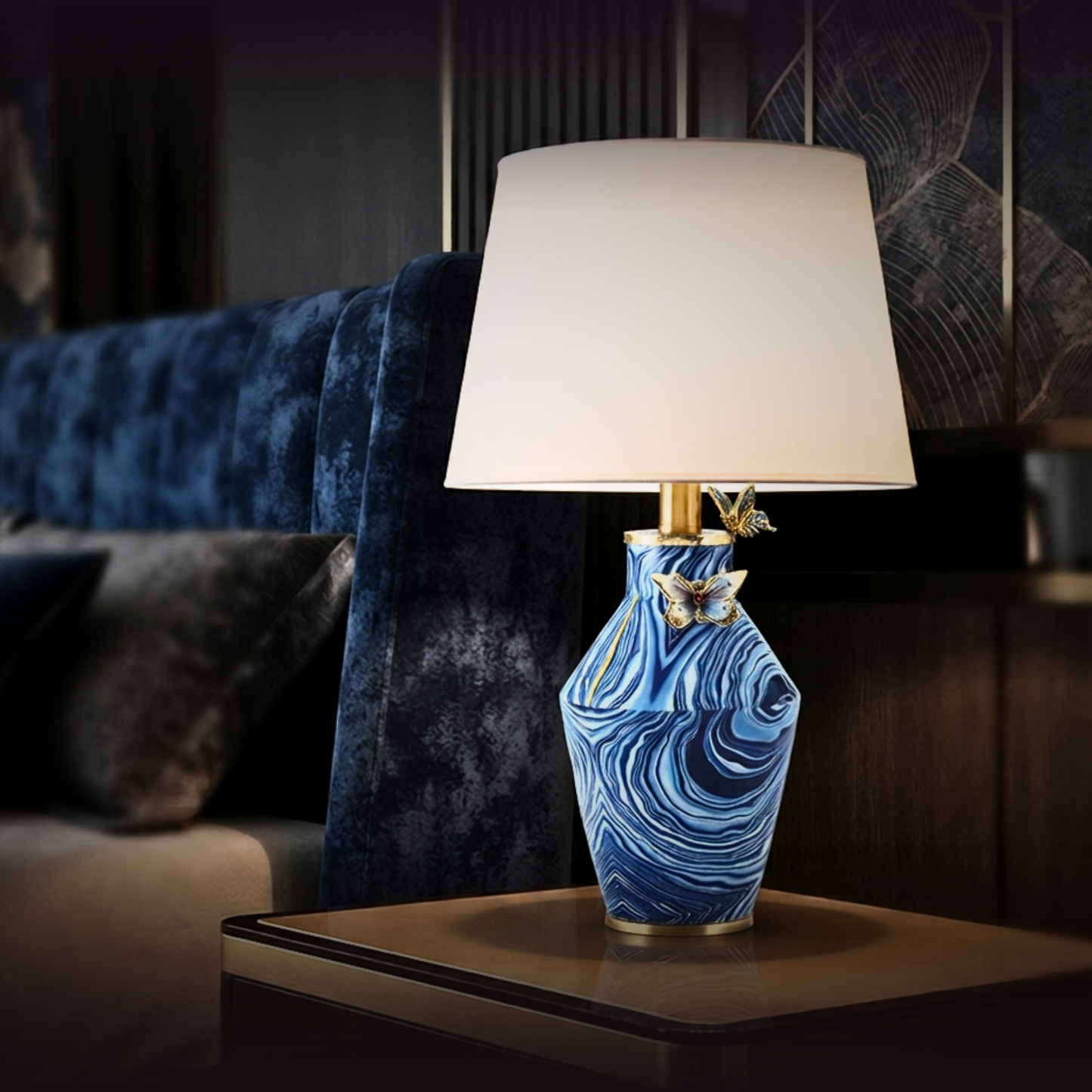 Sapphire Wing Marble Lamp