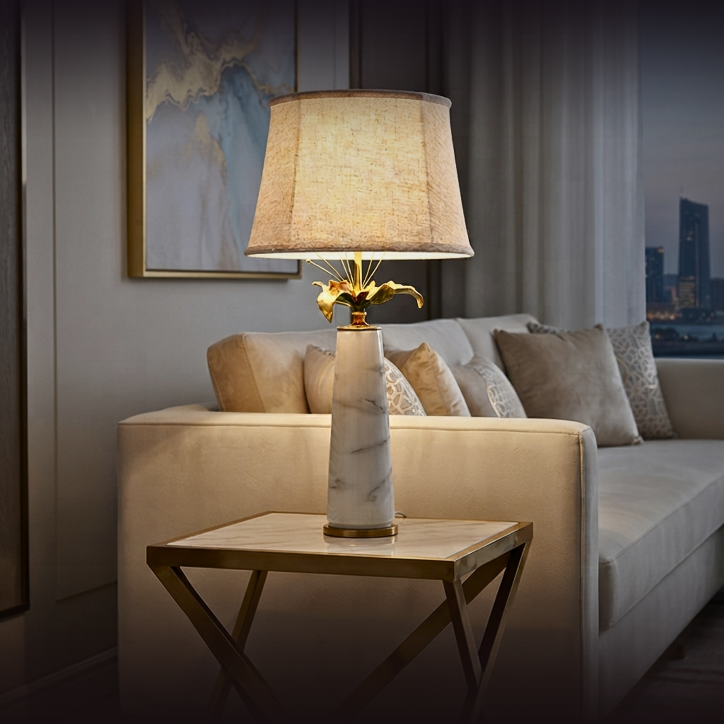 Carrara Floral Gold Accent Lamp