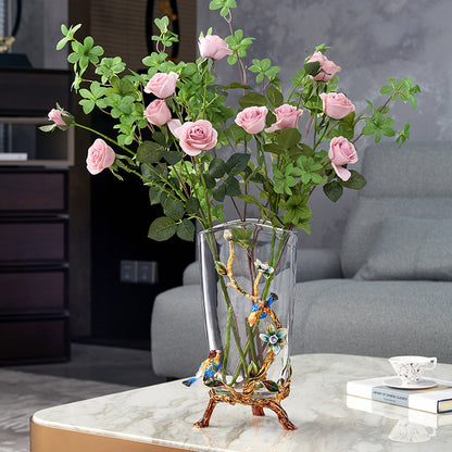 Crystalline Spiral & Orchid Songbird Vase