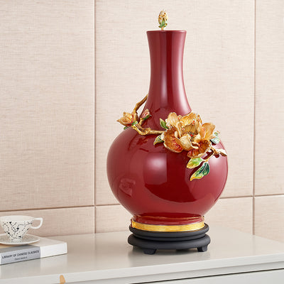 مزهرية إمبريال كريمزون "النرجس الذهبي" الكبيرة