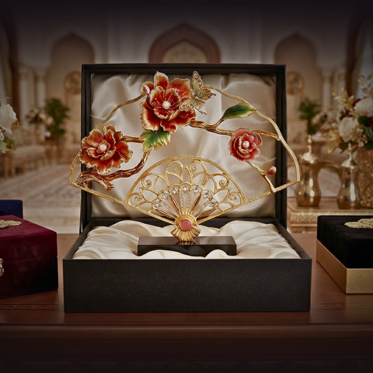 Imperial Golden Filigree "Royal Blossom" Fan