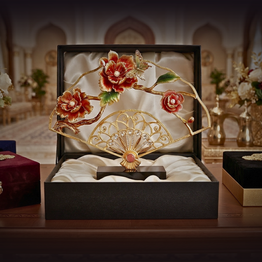 Imperial Golden Filigree "Royal Blossom" Fan