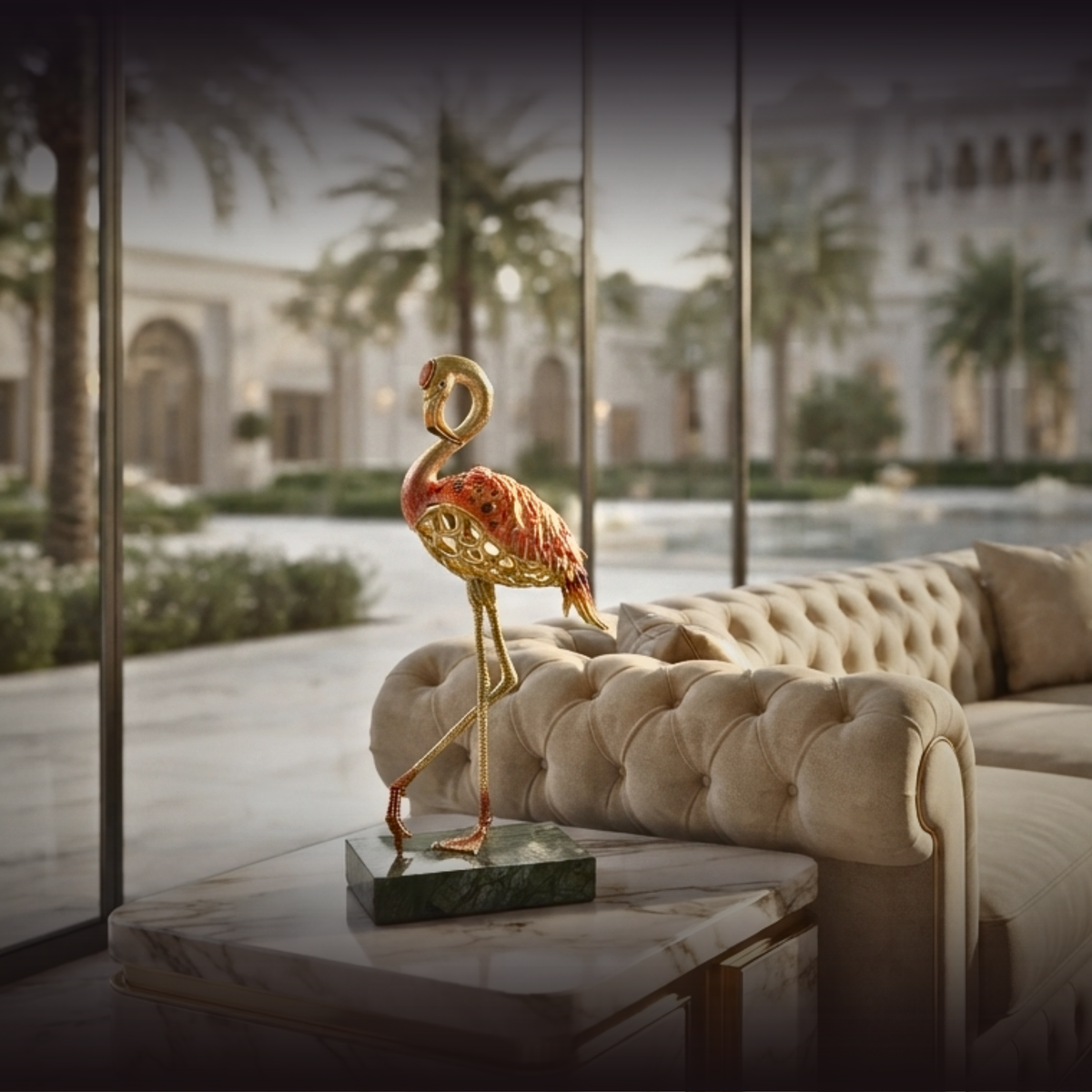 Imperial Flamingo Elegance Gilded Pair