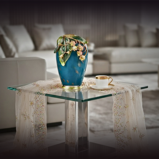 Azure Bloom "Spring Garland" Artisan Vase