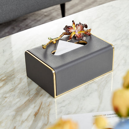 Charcoal Serenity Orchid Tissue Box