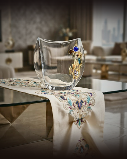 Crystalline Horizon Geometric Jeweled Vase