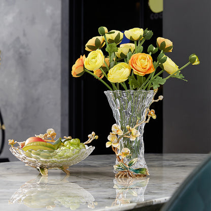 Dewdrop Petals Gilded Crystal Bowl