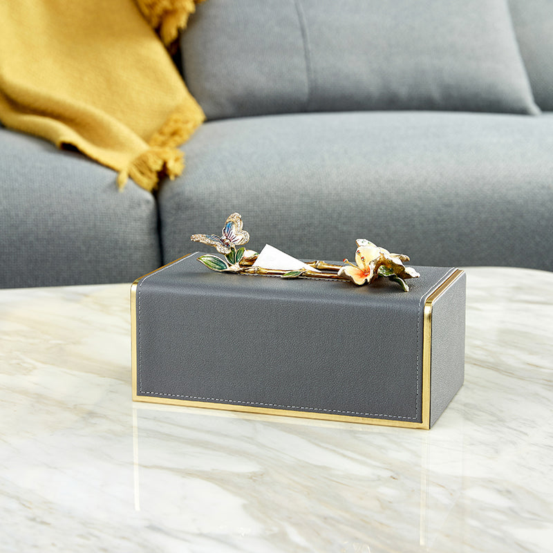 Charcoal Butterfly Whisper Tissue Box