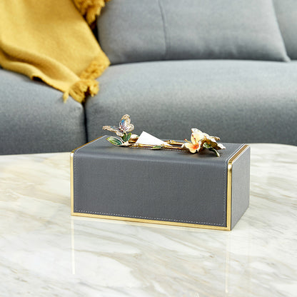 Charcoal Butterfly Whisper Tissue Box
