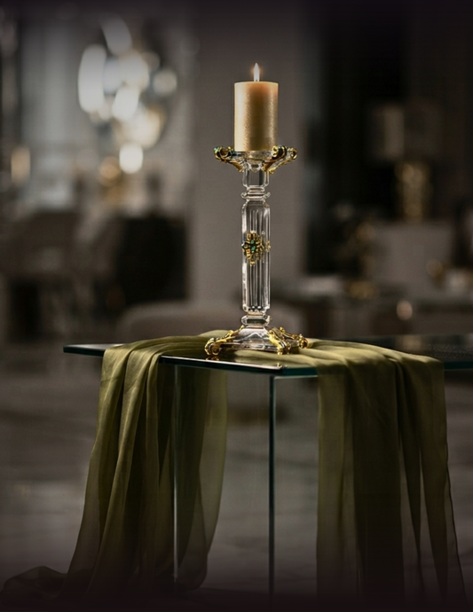 Imperial Azure Baroque Candlestick Pair