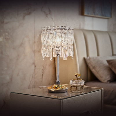 Azure Bloom Crystal Cascade Lamp