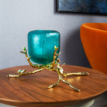 Emerald Sanctuary "Golden Root" Pedestal Vase