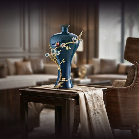 Celestial Teal Songbird Vase