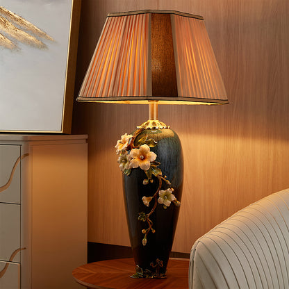 Midnight Azure Frog & Blossom Lamp