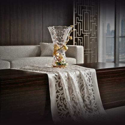 Celestial Orchid & Sculpted Crystal Vase