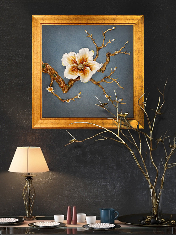 Gilded "Golden Bloom" 3D Relief Wall Art